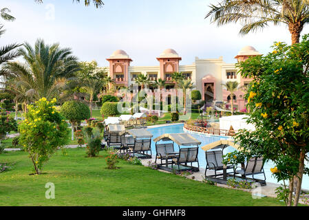 The swimming pool at luxury hotel, Hurghada, Egypt Stock Photo