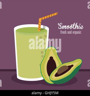 Healthy and tasty avocado smoothie in a glass transparent glass with a straw.  The glass is transparent with any background. Summer green fruit drink  Stock Vector Image & Art - Alamy