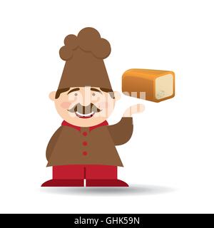 baker holding a sliced bread Stock Vector