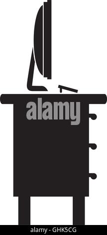 desk computer furniture office supplies icon vector graphic Stock Vector