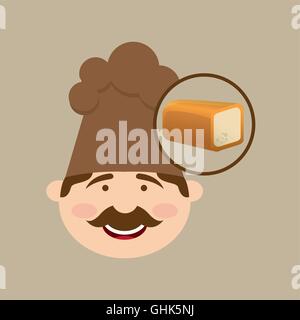 baker holding a sliced bread Stock Vector