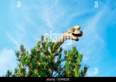 NOVI SAD, SERBIA - AUGUST 7, 2016: Brachiosaurus life size model of prehistoric animal in theme entertainment Dino Park. Stock Photo