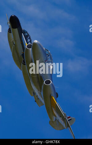 Gloster Meteor T7 WA591 in formation with Armstrong Whitworth Meteor NF 11 Stock Photo