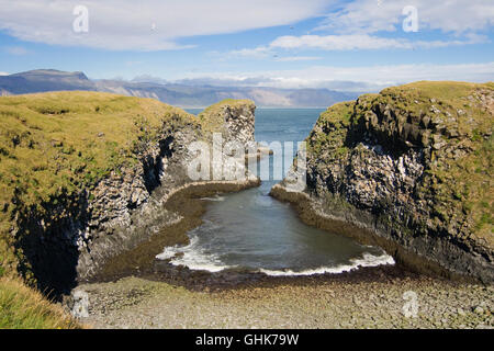 Lava formations in the coastline of Arnarstapi, Snaefellsnes peninsula, Iceland. Stock Photo