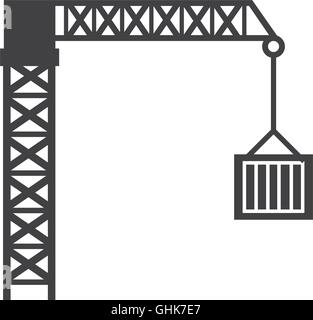 Construction crane lifting building materials on white background Stock ...