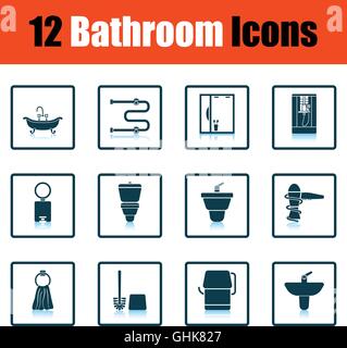 Bathroom icon set. Shadow reflection design. Vector illustration. Stock Vector