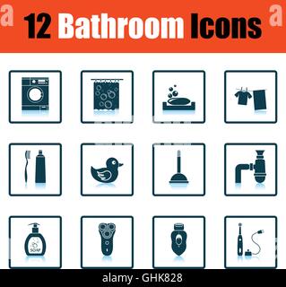Bathroom icon set. Shadow reflection design. Vector illustration. Stock Vector