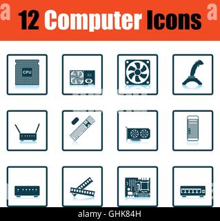 Set of computer icons. Shadow reflection design. Vector illustration. Stock Vector