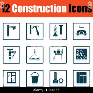 Construction icon set. Shadow reflection design. Vector illustration. Stock Vector