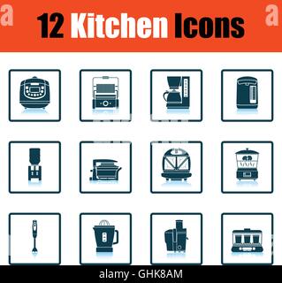 Kitchen icon set. Shadow reflection design. Vector illustration. Stock Vector