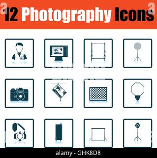 Photography icon set. Shadow reflection design. Vector illustration. Stock Vector