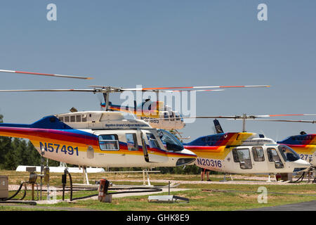 Tusayan, Arizona - Sightseeing helicopters at Grand Canyon National Park Airport. Stock Photo