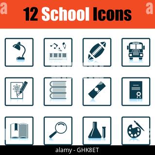 School icon set. Shadow reflection design. Vector illustration. Stock Vector