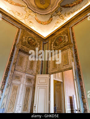 Detail of the walls, doors and ceiling at the National Palace of Queluz, Portugal Stock Photo