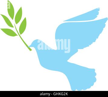 vector illustration of a dove with olive branch Stock Vector