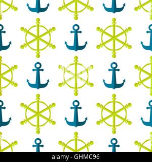 Marine Seamless Ship Steering Wheel Background Stock Vector