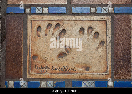 Isabella Rossellini handprints at Promenade de la Croisette, Cannes, France Stock Photo