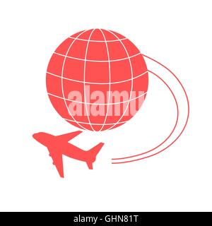 Stylized icon of flights to any point of the earth Stock Vector
