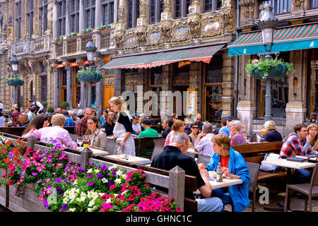 Cafe in the Grand Place in Brussels, Belgium Stock Photo