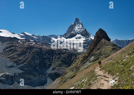 Matterhorn view along the Monte Rosa Hut Trail, Zermatt, Switzerland Stock Photo