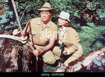 Zusammen mit dem Großwildjäger Abbot und dessen Freundin Anna (ELSA MARTINELLI) soll der Tierfänger Harry Stanton (ROBERT MITCHUM) eine seltene Raubkatze fangen... Regie: Phil Karlsson aka. Rampage Stock Photo