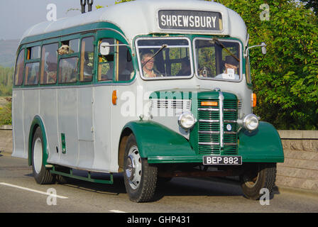 Vintage Bedford Bus BEP 882, at Conwy, Stock Photo