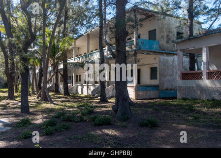 Ruins of The Hotel Santa Carolina in the Bazaruto Archipelago Mozambique Stock Photo