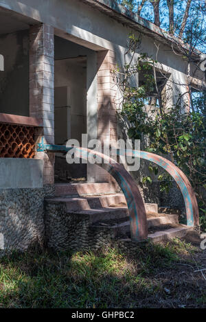 The ruins of Santa Carolina Hotel in the Bazaruto Archipelago Mozambique Stock Photo