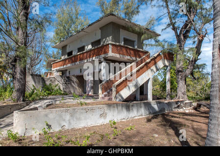 The ruins of Santa Carolina Hotel in the Bazaruto Archipelago Mozambique Stock Photo