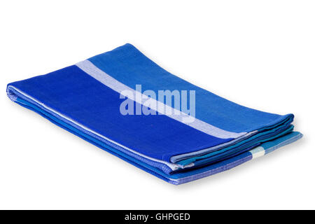 Blue tablecloth isolated on white background Stock Photo