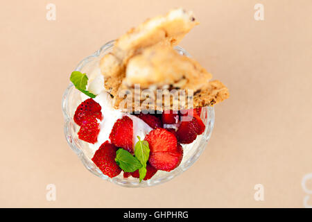 Close-up of dessert with strawberries Stock Photo