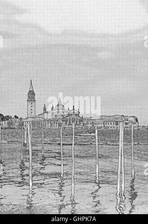 The Grand Canal, Venice, with the San Giorgio Maggiore  Island and Church in the background. Stock Photo