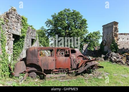 Destroyed village of Oradour sur Glane in June 1944, France Stock Photo