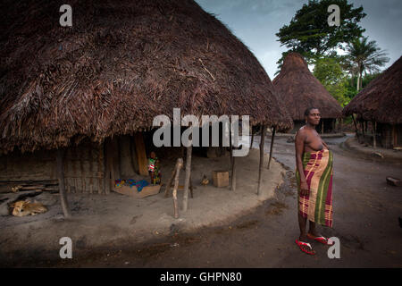 Makeni, Sierra Leone, Africa - June 06, 2013: Makeni, Bombali District North of Sierra Leone, lifestyle in a tipical village Stock Photo