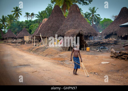 Makeni, Sierra Leone, Africa - June 06, 2013: Makeni, Bombali District North of Sierra Leone, lifestyle in a tipical village Stock Photo