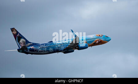 A WestJet Boeing 737 (737-800) C-GWSV Plane Painted In Special Disney ...