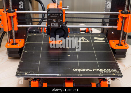 3D printer from Josef Prusa, Original Prusa i3 Mk2, heatbed Stock Photo