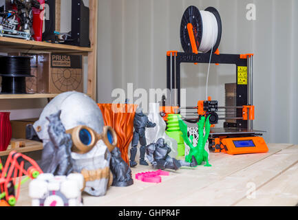 3D printer from Josef Prusa, Prusa i3 Mk2, plastic prints Stock Photo