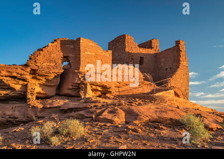 Wukoki Pueblo Ruin at sunrise, Wupatki National Monument, Arizona, USA Stock Photo