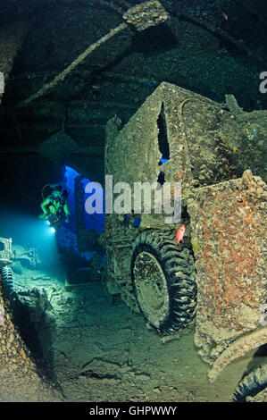 Diver inside the Thistlegorm ship wreck in the Red Sea Stock Photo - Alamy