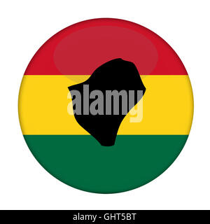 Burundi map on a Rastafarian flag button, white background. Stock Photo