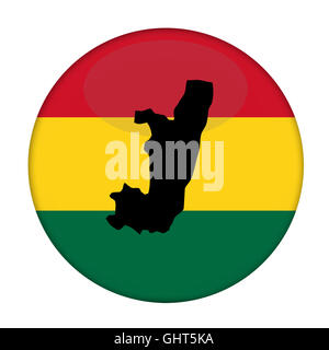 Congo map on a Rastafarian flag button, white background. Stock Photo