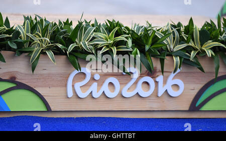 Rio de Janeiro, Brazil. 10th Aug, 2016. The podium. Mens K1. Canoe slalom. White water centre. X-Park. Deodoro. Rio de Janeiro. Brazil. 10/08/2016. Credit:  Sport In Pictures/Alamy Live News Stock Photo