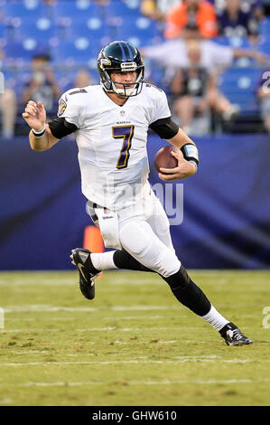 Baltimore, USA. 11th Aug, 2016. RYAN MALLETT (7) runs downfield during the first 2016 pre-season football game at M & T Bank Stadium, Baltimore, Maryland. Credit:  Amy Sanderson/ZUMA Wire/Alamy Live News Stock Photo