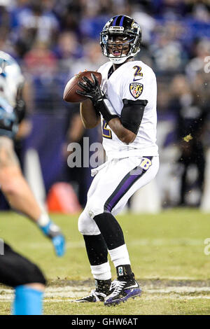 Baltimore, USA. 11th Aug, 2016. JOSH JOHNSON (2) looks for a receiver during the first 2016 pre-season football game at M & T Bank Stadium, Baltimore, Maryland. Credit:  Amy Sanderson/ZUMA Wire/Alamy Live News Stock Photo