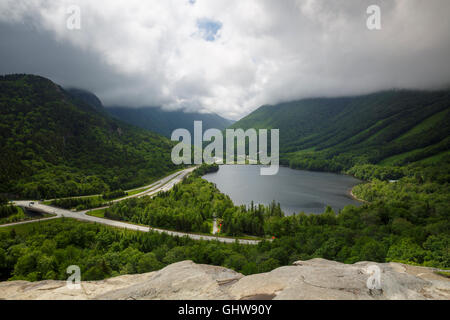 Cannon Mountain in Franconia Notch State Park from Artists Bluff in the White Mountains, New Hampshire USA Stock Photo