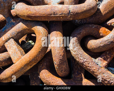 close up of an anchor cable from a fishing vessel Stock Photo