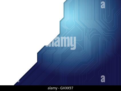 Blue technology circuit board design. Vector hi-tech abstract engineering background Stock Vector