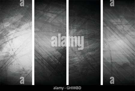 Grey grunge textural banners. Abstract vector background, wall texture surface Stock Vector