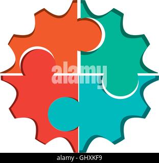 puzzle gears icon Stock Vector
